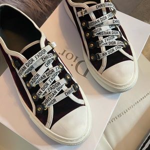 Christian Dior Velvet and Cream Sneaker Size 38.5